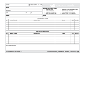 Southern Marsh Return Form