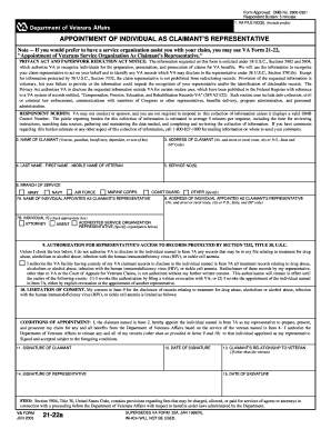 Appointment of Individual as Claimant’s Representative