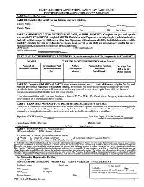 CACFP Eligibility Application