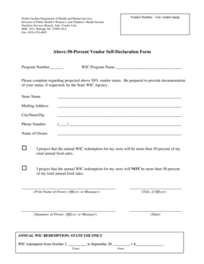 North Carolina Above-50-Percent Vendor Self-Declaration Form