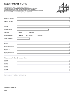 Equipment Registration Form