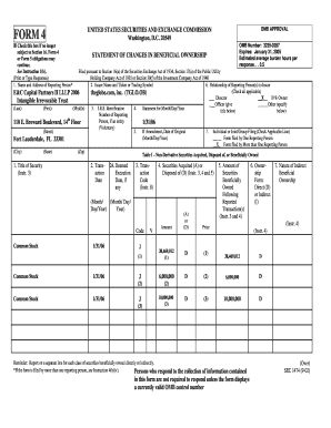 Form 4 Statement of Changes in Beneficial Ownership