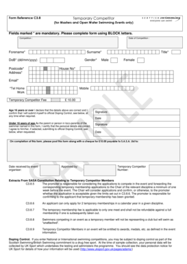 Temporary Competitor Registration Form