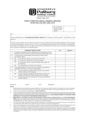 Proxy Form for Annual General Meeting