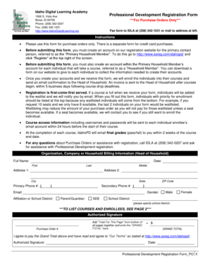 Idaho Professional Development Registration Form
