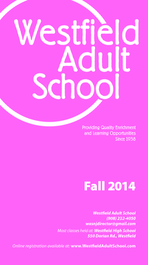 Westfield Adult School Registration Form