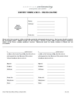 Identity Verification Photographic Form