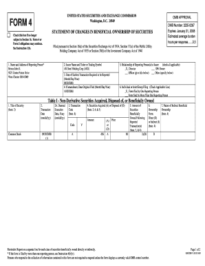 Form 4 Statement of Changes in Beneficial Ownership