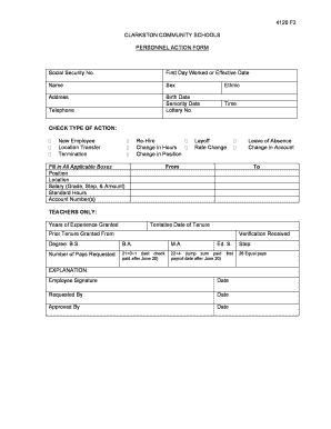 Personnel Action Form