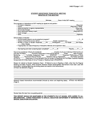 Student Assistance Team Initial Meeting Minutes