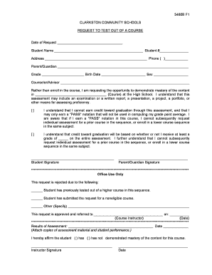 Request to Test Out of a Course