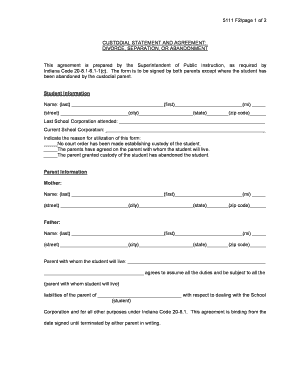 Custodial Statement and Agreement