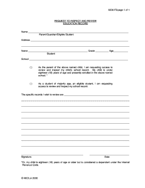 Request to Inspect and Review Education Record