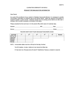 Michigan Immunization Information Request Form