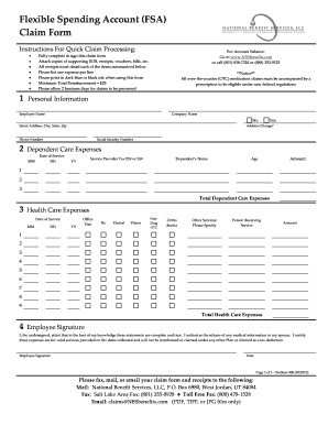 Flexible Spending Account Claim Form