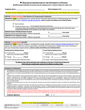 RCUH Flexible Spending Plan Election Form