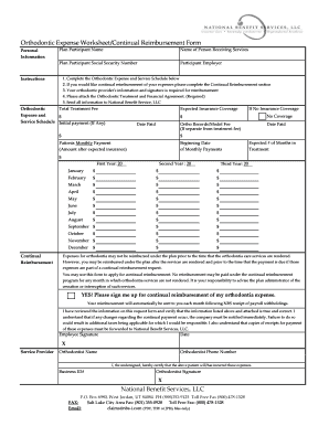 Orthodontic Expense Reimbursement Form
