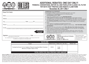 Pep Boys Oil Rebate Claim Form