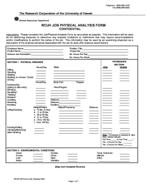 RCUH Job Physical Analysis Form