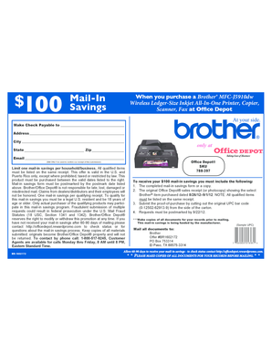 Office Depot Mail-In Rebate Form
