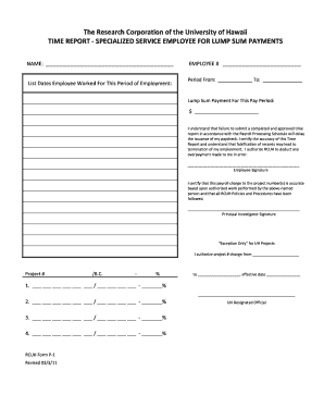 Research Corporation of University of Hawaii Time Report