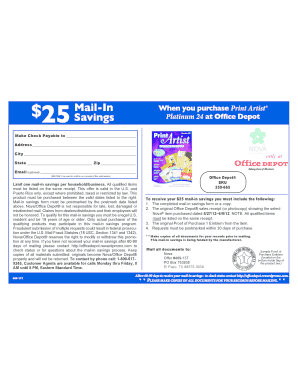 Office Depot Mail-In Savings Form