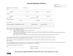 Bank Account Application Form