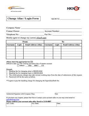 Change Alias Login Form