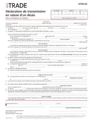 Déclaration de transmission en raison d’un décès