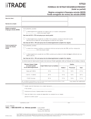 FORMULE DE RETRAIT/DÉSENREGISTREMENT