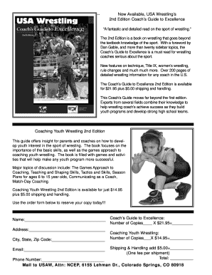 USA Wrestling Coach's Guide to Excellence Order Form