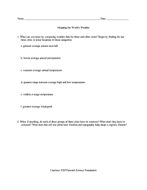 Weather Data Comparison Worksheet