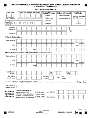 Medicare Supplement Insurance Application
