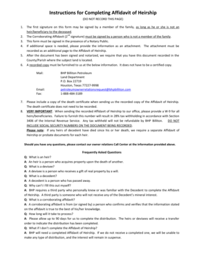 Instructions for Completing Affidavit of Heirship