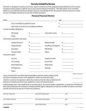 Annuity Suitability Review Form