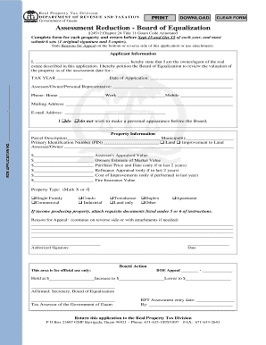 Guam Real Property Tax Assessment Reduction Form