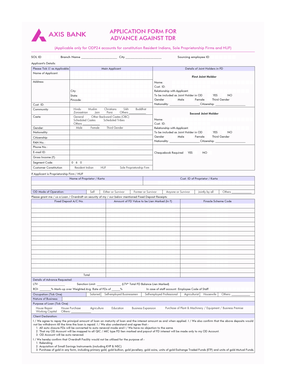 Application Form for Advance Against Fixed Deposit