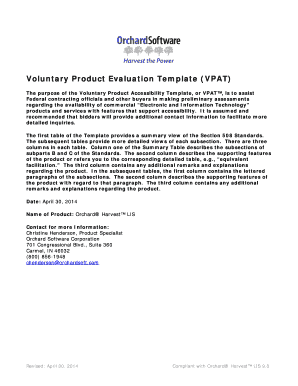 Voluntary Product Accessibility Template