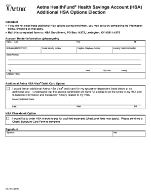 Aetna HSA Additional Options Election Form