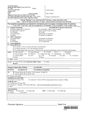 Hybrid OR Cath Lab/EP Pre-op Order Form