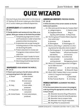 Quiz Wizard American History Freedom Riders