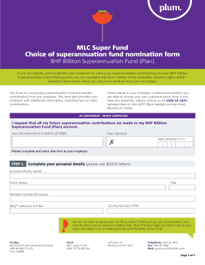 BHP Billiton Superannuation Fund Nomination Form
