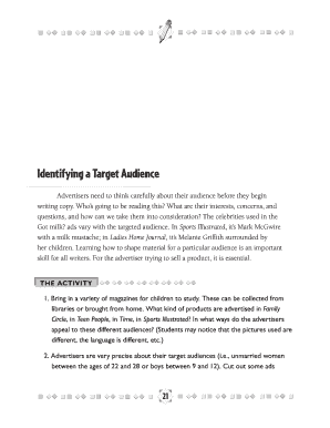 Identifying a Target Audience Activity Sheet