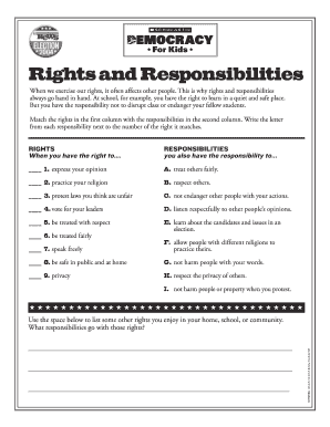 Rights and Responsibilities Matching Worksheet