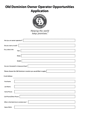 Old Dominion Owner Operator Application