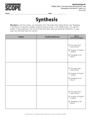Synthesis Worksheet