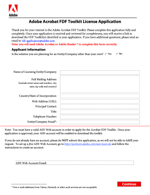 Adobe Acrobat FDF Toolkit License Application