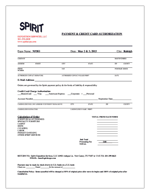 Payment and Credit Card Authorization Form