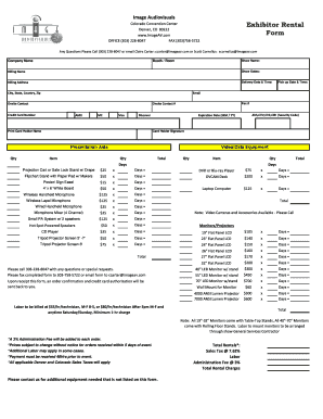 AV Equipment Rental Form