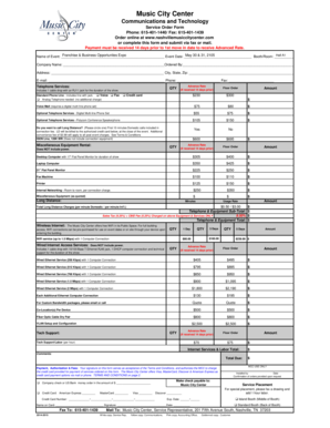 Music City Center Service Order Form